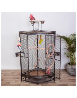 Ollesch Mega Vogelkooi, parkieten, kanaries met standaard, wit