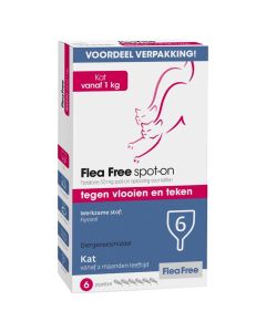 Flea Free Spot-On Kat - Anti vlooien en tekenmiddel - 6 pip Vanaf 1 Kg