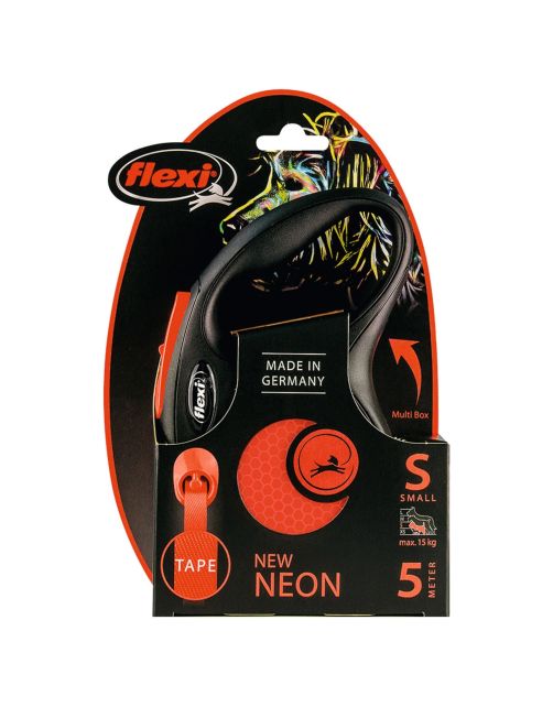 LENNIE Waterdichte sleeplijn voor kleine en grote honden, gemaakt in Duitsland, Easycare, 5m 8m 10m 15m hondenriem met handlus, licht, robuust [ Neon-Oranje, 8mm (tot 10kg), 5m
